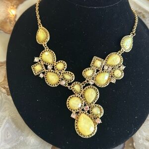 Soft Yellow Iridescent Bauble Statement Necklace-Boutique